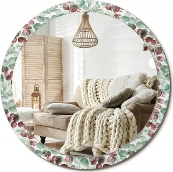 Zrcadlo Kulaté nástěnné dekorativní zrcadlo v skleněném rámu XXL 100 cm Eukalyptus