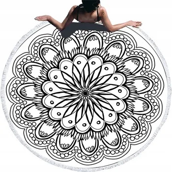 Plážová osuška kulatý s třásněmi 150 cm bílá