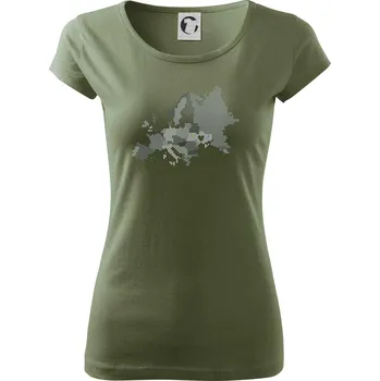 Dámské tričko Mapa Evropy - srdce v Ukrajině - Dámské triko Pure - 2XL ( Khaki )