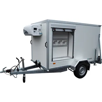 Chladírenský skříňový přívěs, pojízdný výčep 1500kg 2500x1360x1500mm