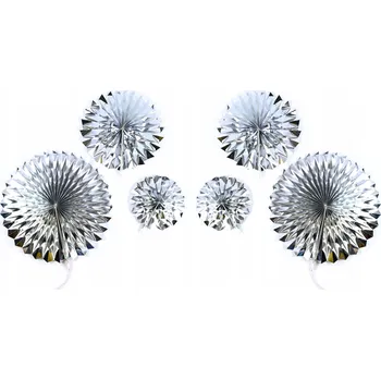 Party dekorace STŘÍBRNÉ PAPÍROVÉ DEKORATIVNÍ ROZETY, SADA PRO PARTY A OSLAVY 6 KS