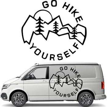 Samolepicí dekorace na vozidlo SAMOLEPKA na auto karavan GO HIKE YOURSELF HORY MOUNTAINS 43x46