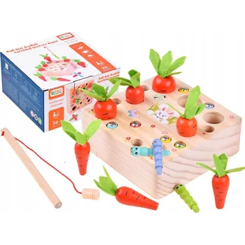 Dřevěná hračka Dřevěná hra přiřazování mrkviček a červíků ZA3818