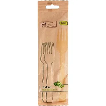 Jednorázové nádobí BAMBUSOVÉ VIDLIČKY NA JEDNO POUŽITÍ DŘEVĚNÉ 10 Ks 257