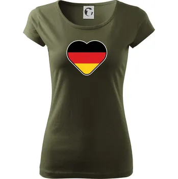 Dámské tričko Germany love velké - Německá vlajka - Dámské triko Pure - XS ( Military )