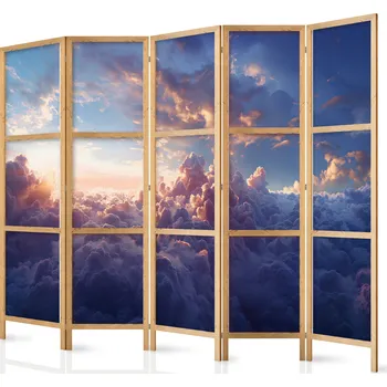 Paraván Japonský paraván - Slunce v úkrytu: Zlatá tvář nebe nad zakaleným mořem Velikost: 225x172 cm