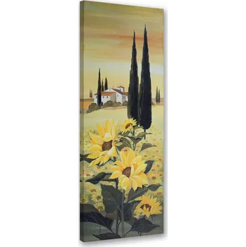 Obraz OBRAZ NA PLÁTNĚ CANVAS Slunečnice na pozadí domu 50x150