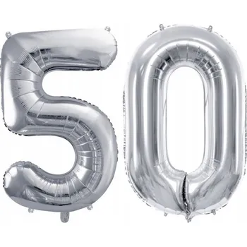 Balónek Velké stříbrné narozeninové balónky číslice 50 na hélium
