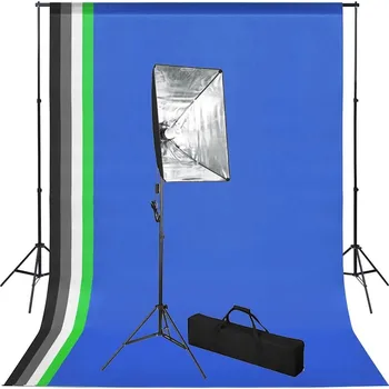 Fotopozadí vidaXL Foto studio set s fotopozadím a softboxem [3051358]