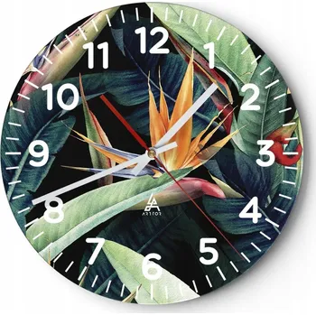 Hodiny Kuchyňské nástěnné hodiny 30x30 Botanika Moderní skleněné hodiny do obýváku Tiché