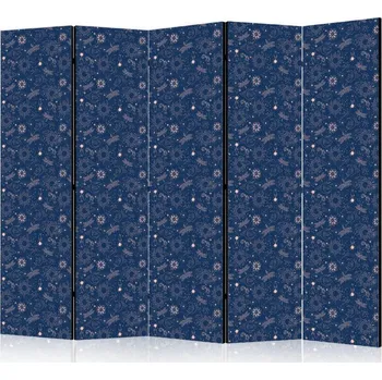 Paraván Paraván - Cosmic Fantasy - Vzor se Slunci, Měsíci a vážkami na tmavém pozadí Velikost: 225x172 cm, Provedení: Jednostranný