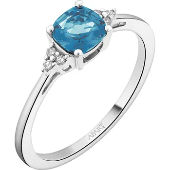 Prsten Prsten z bílého zlata s diamanty a topazem London Blue - ryzost 585 - 189.356
