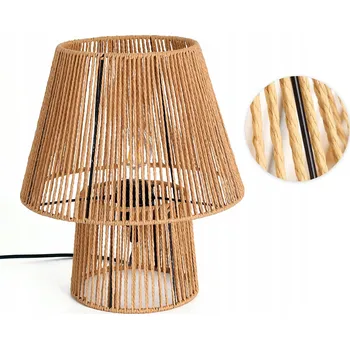 Lampička Malá Stolní Lampa 1xE27 Boho Přírodní Provaz a kov Noční Lampa