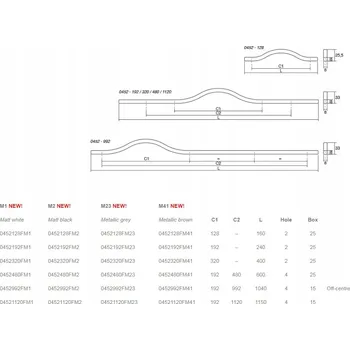 Nábytkové kování Nábytková úchytka VIEFE BRAVE 0452 , rozteč 128, délka 160, metalicky hnědá 04