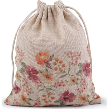 Výtvárné potřeby Dárkový pytlík jarní / velikonoční 13x18 cm lněný, barva 1 režná růže