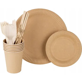 Talíř Sada biodegradabilního nádobí a příborů Woodeven PPS-8