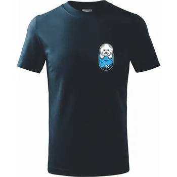 Chlapecké tričko Bišonek v kapsičce - Tričko dětské bavlněné - 134 cm/8 let ( Námořní modrá (velmi tmavá - téměř černá) )