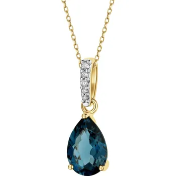 Přívěsek Zlatý přívěsek s diamanty a topazem London Blue - ryzost 585 - 229.108