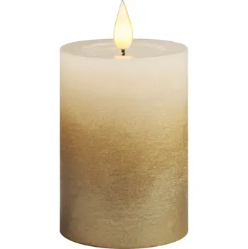 Svíčka Svíčka MagicHome Vánoce, LED, 2xAAA, jednoduché svícení, krémová/zlatá, metalický efekt