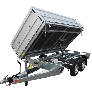 Přívěs k motorovému vozidlu Třístranný sklápěcí přívěs s nástavbou bočnic ALS 2700kg 3300x1700mm v elektrice
