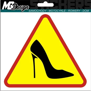 Samolepicí dekorace na vozidlo NÁLEPKA Grafika na auto Výstražná POZOR ŽENA ZA VOLANTEM BOTA 15x13