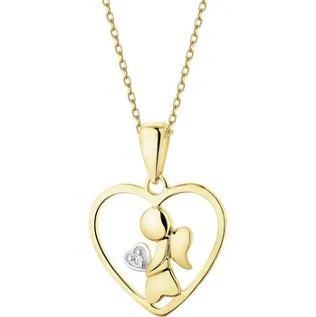Přívěsek Zlatý přívěsek s diamantem - anděl, srdce - 0,003 ct - ryzost 585 - 220.781 Žluté zlato