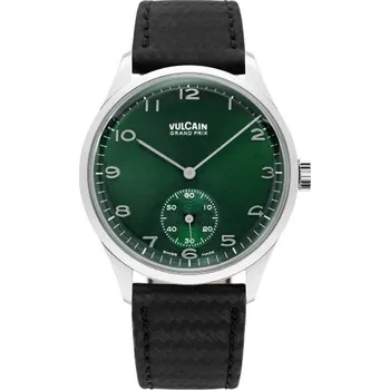 Hodinky Vulcain Grand Prix - Small Second Green - Black Carbon Leather Strap + 5 let záruka a dárek ZDARMA