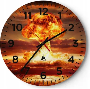 Hodiny Nástěnné hodiny do obýváku 40x40 Výbuch Kulatý Hodiny na skle Loft Tiché