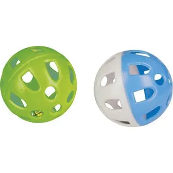 Hračka pro kočku Plastový míček s rolničkou pro kočky, 2ks/bal, zelená/modrá