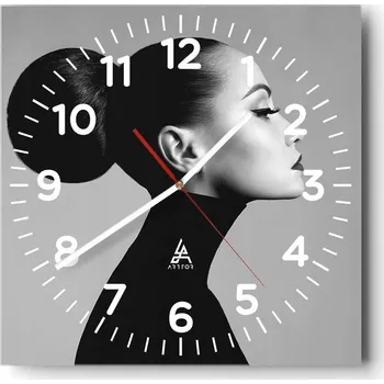 Hodiny Nástěnné hodiny do obýváku 40x40 Žena Bezhluké hodiny na skle Tiché