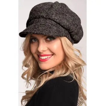 Čepice Glara Vlněný baret s kšiltem šedá