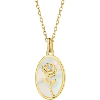 Přívěsek Zlatý přívěsek s diamantem a perletí - růže - ryzost 585 - 220.823