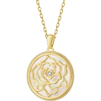 Přívěsek Zlatý přívěsek s diamantem a perletí - růže - ryzost 585 - 220.821