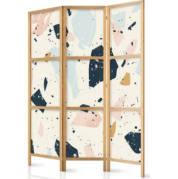 Paraván Japonský paraván - Terrazzo s velkými - šupinami v tlumených barvách. Velikost: 135x172 cm