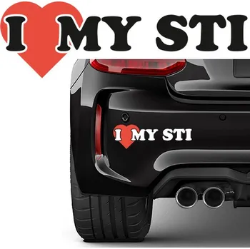 Samolepicí dekorace na vozidlo NÁLEPKA na auto I LOVE MY STI 6x19