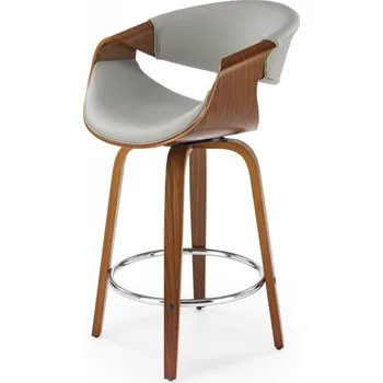 Barová židle Barová židle JACK — kov, překližka, ekokůže, ořech / šedá