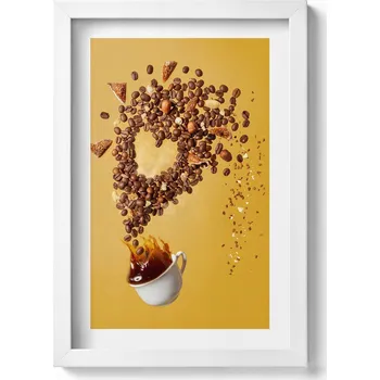 Obraz Nástěnný obraz do obýváku, kuchyně - Šálek kávy a zrnka, abstrakce 20x30 cm