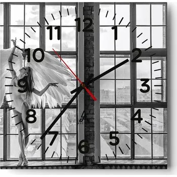 Hodiny Kuchyňské nástěnné hodiny 30x30 Žena Skleněné hodiny do obýváku Moderní Tiché