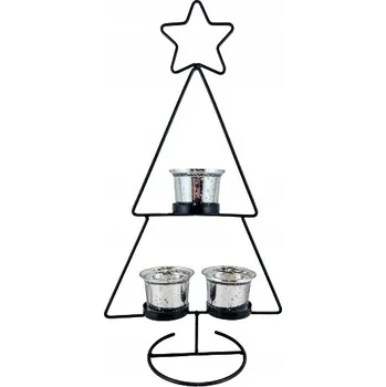 Svícen SVÍCEN KOVOVÝ STROMEČEK ČERNÝ 37 CM