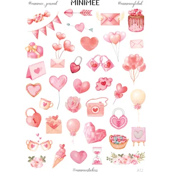 samolepka MINIMEE Papírové samolepky v aršíku A5 Miluji