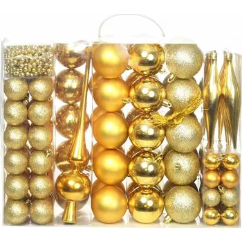 Vánoční dekorace 112 ks-ová sada vánočních ozdob ve více barvách - zlatá