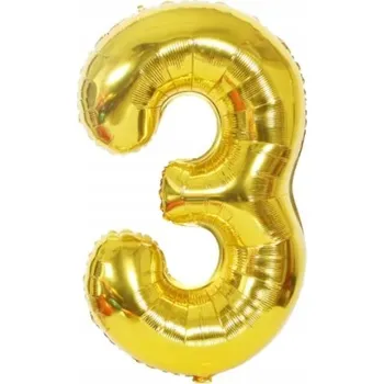 Balónek FÓLIOVÝ BALÓN ZLATÝ VE TVARU ČÍSLICE 3 XXL 100 CM - HELIUM RoyaliTo_PL