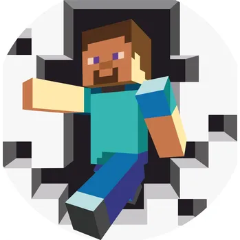 Chránič podlahy KULATÝ VINYLOVÝ KOBEREC ANTI-ALERGICKÝ 150cm pro děti Steve Minecraft