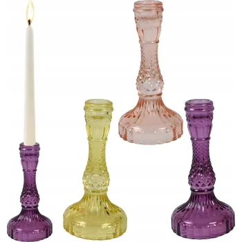 Svícen Skleněný svícen s diamantovým zdobením, dlouhý 17 cm