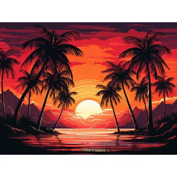 Obraz Plakát Palmy u Laguny bez rámu 80 x 60 cm