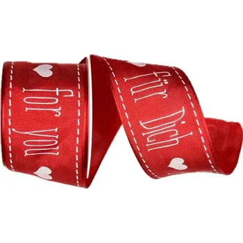 Stuha Stuha valentýnská FOR YOU 40mm x 2m (12,50Kč/m) (Stuha červená potisk FOR YOU)