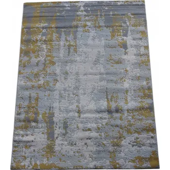 Koberec Koberec šedý žlutý abstraktní vzor 133x190 cm