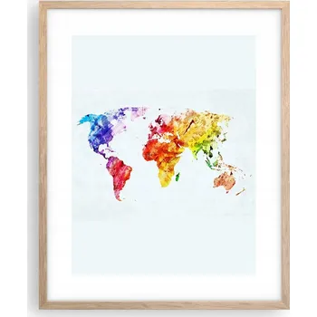 Obraz Obraz plakát na zeď v rámu světlý dub 40x50 mapa světa obrazy do obývacího pokoje