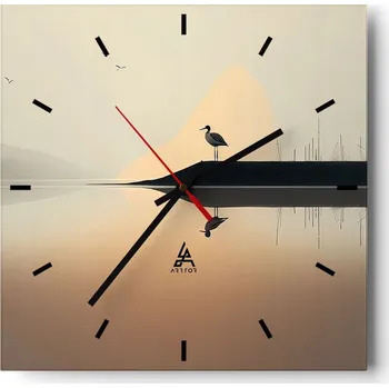 Hodiny Nástěnné hodiny do kuchyně 30x30 Pták Stylové hodiny na skle Loft Tiché