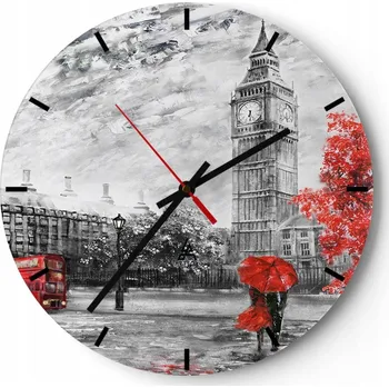 Hodiny Nástěnné hodiny do kuchyně 30x30 Město Skleněné hodiny do obýváku Loft Tiché
